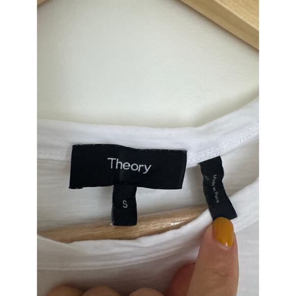 Theory Tiny Tee Slub Cotton Jersey Basic T-Shirt- White S - Picture 3 of 8